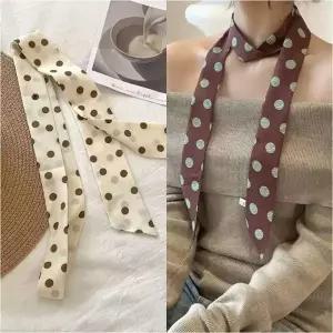 (색상 4개세트)스카프 가방꾸미기 롱 목스카프 얇은 도트패턴 4개세트