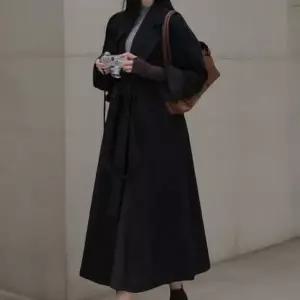 [하프클럽/]여성 오버사이즈 테일러드 벨트 롱코트 겨울 데일리 클래식