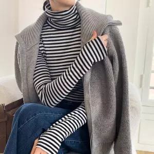 [하프클럽/]여성 단가라 FW 워머 보온 짧은 터틀넥