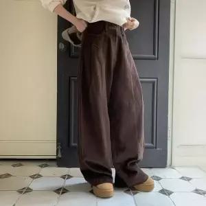 [하프클럽/]여성 고무줄 코듀로이 핀턱 넓은 팬츠