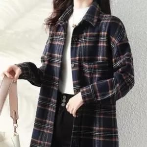 ( )간절기 겨울 롱 기모 루즈핏 체크 남방 셔츠 티셔츠