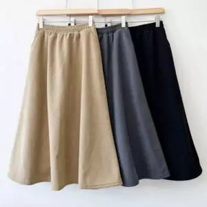 플레어스커트 여성 여자 겨울 양털 안감 코듀로이 골덴 롱 스커트 3color