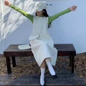 (색상 단일디자인)누빔원피스 여성 여자 겨울 반목폴라 반목티 롱 원피스 세트