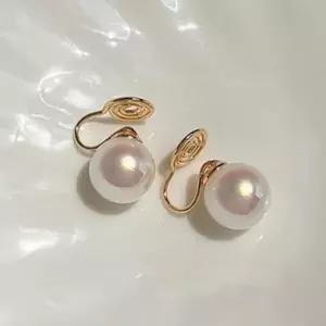 여성 단아한 스타일 진주 클립 고리 타입 귀걸이