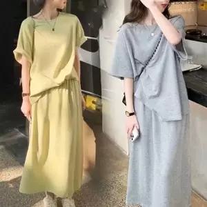 은창]코지 데일리 캐쥬얼 스커트 상하의 세트 라운드넥 투피스 상하의 셋업 세트 여름 치마 스커트 여성