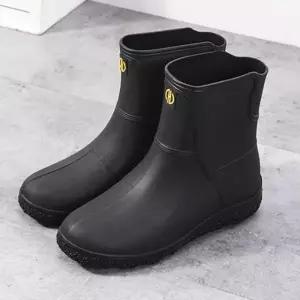 3컬러 남성 장화 스티치 절개 무광 앵클 숏 레인부츠