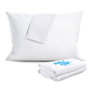 FAUNNA 방수 지퍼 베개 보호대, 100% 면 표준 사이즈 커버, 먼지 방지, 얼룩 및 땀 초부드러움 통기성 커버(업그레이드)