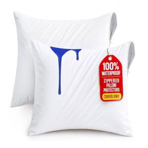 지퍼 18 x 인치 (2 팩, 흰색), 침대 벌레 방지 야외 소파 장식 베개 커버가 있는 유토피아 침구 방수 보호대(베개 삽입 없음)