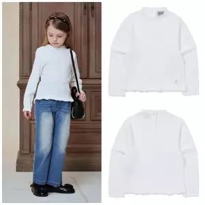 빈[BEEN]HP 여아 화이트 밑단 프릴 티블라우스 BA12BL01WT PG