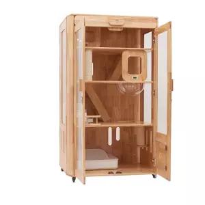 고양이원목빌라초대형2층케이지자유공간화장실캐비닛캣하우스숨숨집놀이터