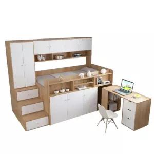 원목 벙커침대 옷장 책상 일체형 슈퍼싱글 세트 수납형 공간활용 맞춤 2층침대 원룸가구