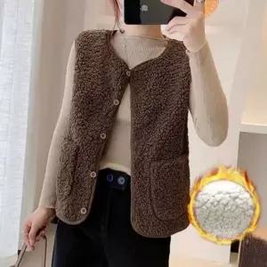 여자 수면 조끼 가을 겨울 양털 후리스 뽀글이 퍼 베스트 수면조끼 겨울플리스 포켓조끼 가을조끼