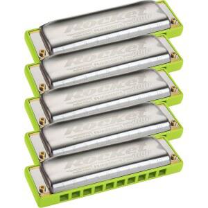 호너 M20155xp 로켓 앰프 번들, 키 오브 C, G, A, D, Bb, 스테인리스 스틸