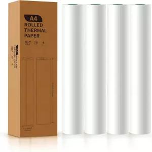 A4 열 프린터 용지 4롤 폭 8.3인치 팩스 페리페이지 A40 M08F MT810 및 기타 휴대용 프린터와 호환(4롤 8.3