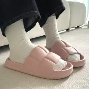 여성용 뚱카롱 쿠션 슬리퍼 핑크