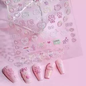 네일아트 올록볼록 귀욤 냥이 케릭터 키티 엠보스티커 WFG5OJQ