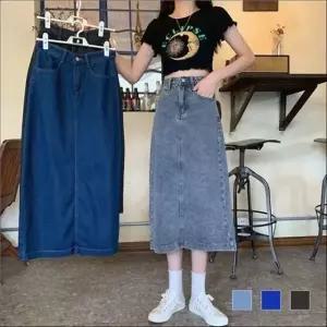 롱청치마 데님스커트 여성 데일리 롱치마 A라인 캐주얼