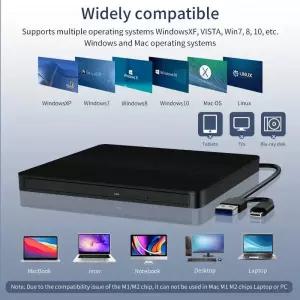 CD롬 플레이어 2-in-1 USB30 -C 외장 DVD RW CD 라이터 드 버너 리더 CD-ROM DVD-ROM 노트북 데스크탑 PC용