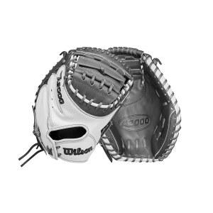 윌슨 2024 패스트피치 클래식 시리즈 A2000 FCM23SS 34 u201D 포수 u2019s 미트 - 오른손 던지기, 흰색 / 석탄