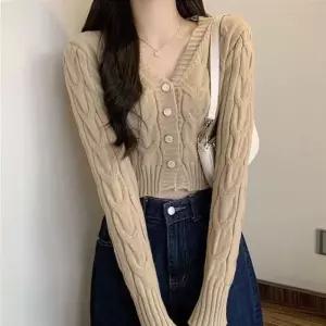 [라일리여성의류] Rly 레이디스 3 tone 케이블 뜨개탑크롭핏 아우터