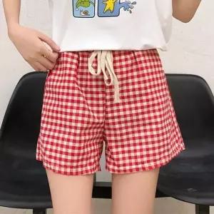 [라일리여성의류] Rly 2가지색 베이직한체크패턴 클래식 고무줄 숏팬츠