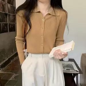 [라일리여성의류] Rly 라이트룩 레이디스셔츠칼라 스탠다드 니트가디건 금