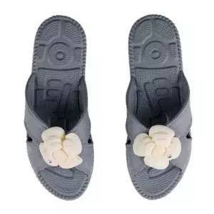 플라워 디자인 지압 슬리퍼 실내화 거실화 가벼운 방한용 그레이 WFJP8O8
