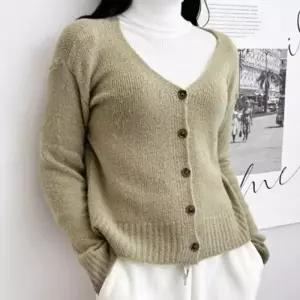 [라일리여성의류] Rly 부클 여성용뜨개탑 스타일 아우터니트 걸 V넥 롱