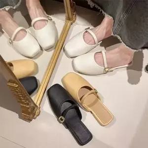 여성 여름 플랫 뮬 샌들