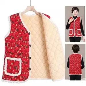 [라일리여성의류] Rly 할머니 슬리브리스탑 퀼팅 플로럴프린트 플리스모던