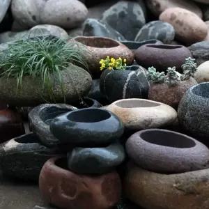 연꽃 돌구유 어항 옹기 정원 연못 도자기 돌수반 돌확