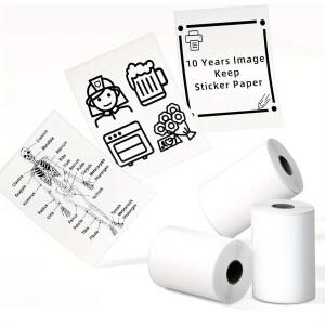 미니 소형 호환 프린터용 투명 접착 감열 프린팅 용지 3개 T02/M02X/M02L 모델과 호환 가능 50mm x 3.5m