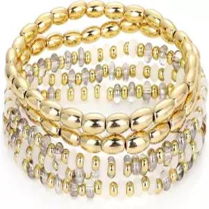 여성용 리셰게 골드 구슬 팔찌 스택 보호 컬러풀 유리 세트 탄력 조절 스택형 트렌디 주얼리 선물