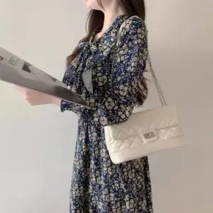 긴팔 원피스 꽃무늬 리본 프릴 플라워 봄 가을 쉬폰 WEE8EA9