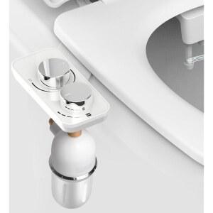 2팩 필터가 있는 변기용 비데 부착, 초슬림 비전기식 자가 청소 이중 노즐 위생 변기 시트, 염소 제거, 압력 조절이 가능한 필터