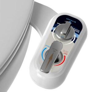 화장실 온수 좌변용 비데 부착 - 및 냉수 자동 청소, 듀얼 노즐, 변기용 비전기 부착, 수압 조절 가능, 후면 여성용 세척, 레버 제어