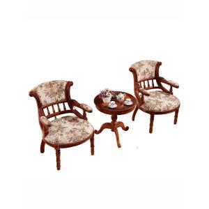 엔틱 티테이블세트 부부테이블 2인 2인용 심플 원형 의 트 티테이블 등나무 정원 방석