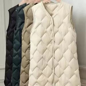 [셀러에이드]덕다운 여성 롱 패딩 조끼 퀼팅 여성 경량 패딩 조끼