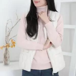경량 여성 패딩 조끼 베이직 여자 패딩 조끼 브이넥 보온