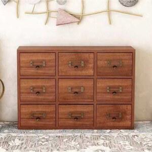 빈티지 우드 미니 약장 1서랍 캐비닛 선반장 쿠쿠마 시크블랙 정리함 깊이 정리 2단