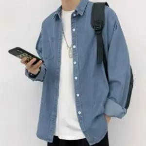 남녀공용 캐주얼 데님 남방 셔츠 2컬러 레이어드용 데일리웨어