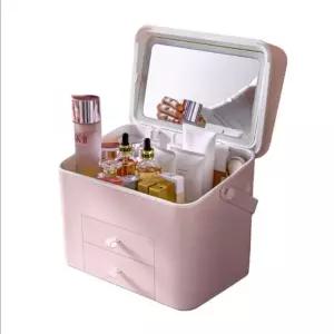 보관함 메이크업 선반 거울 트레이 액세서리 박스 휴대용 손잡이