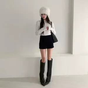 [다잇템] 여성 일상 편한 쁘띠 면원단 하이웨이스트 코듀로이 반바지_24095036_588872