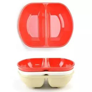 [조르지오]멜라민 US96YV84 반반 나눔 짬짜면 그릇 24.7x20cm 4호 레드