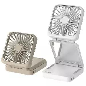 에어스핀 F2 핸디형 손거울 미니 무선 접이식 선풍기 C타입충전 / 18시간가능 / 베이지 [H@lu]