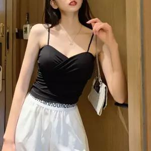 여자 꼬임 나시 이너탑 캡내장 골지 크롭 꼬임나시 캡나시