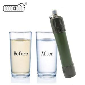 수도 필터 야외 미니 워터 밀짚 캠핑 정화 휴대용 하이킹 정수기 비상 용품 플라스크