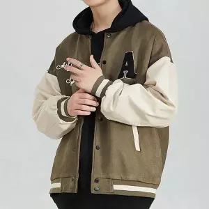 남성용 캐주얼 레터링 야구 바시티 점퍼 자켓