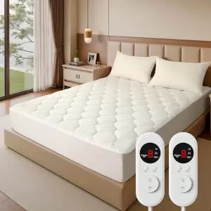 온열 매트리스 패드 퀸 사이즈 - 듀얼 컨트롤이 가능한 전기 부드러운 담요 침대 히터 시트 8가지 난방