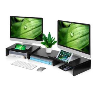 BONTEC 듀얼 모니터 스탠드 컴퓨터 받침대 고정형 데스크암 LCD 스크린 데스